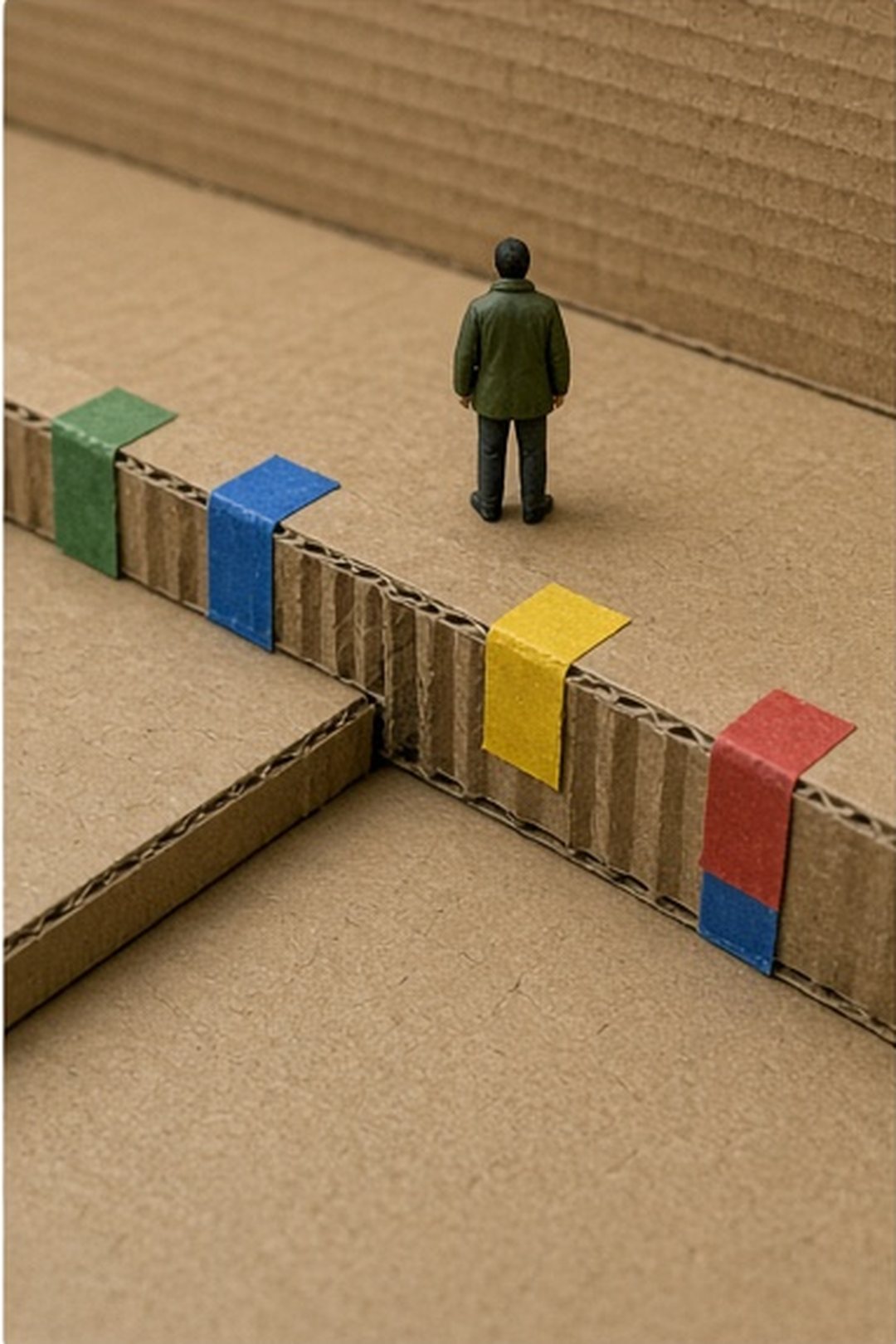 Cardboard storm-drain edge with an open keep-clear space