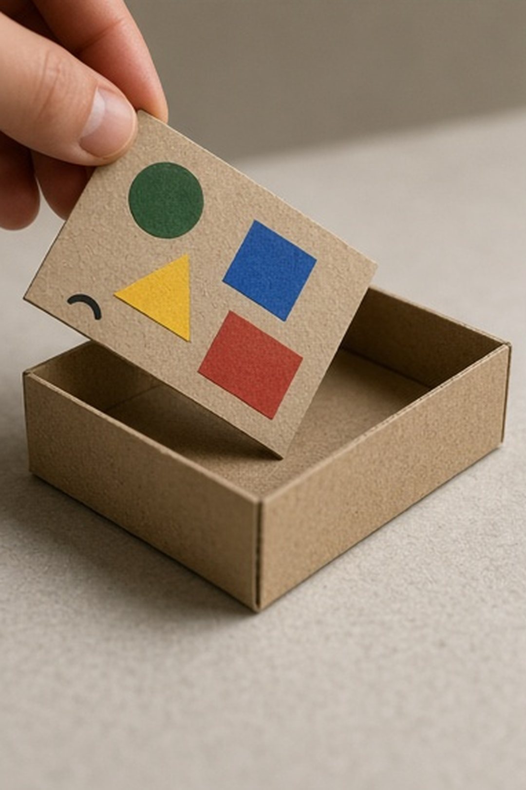 One card being removed beside an emptied cardboard drawer