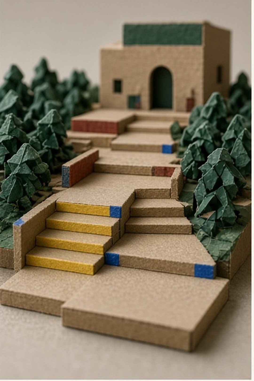 Safe step-back path leading toward an unnamed generic local destination